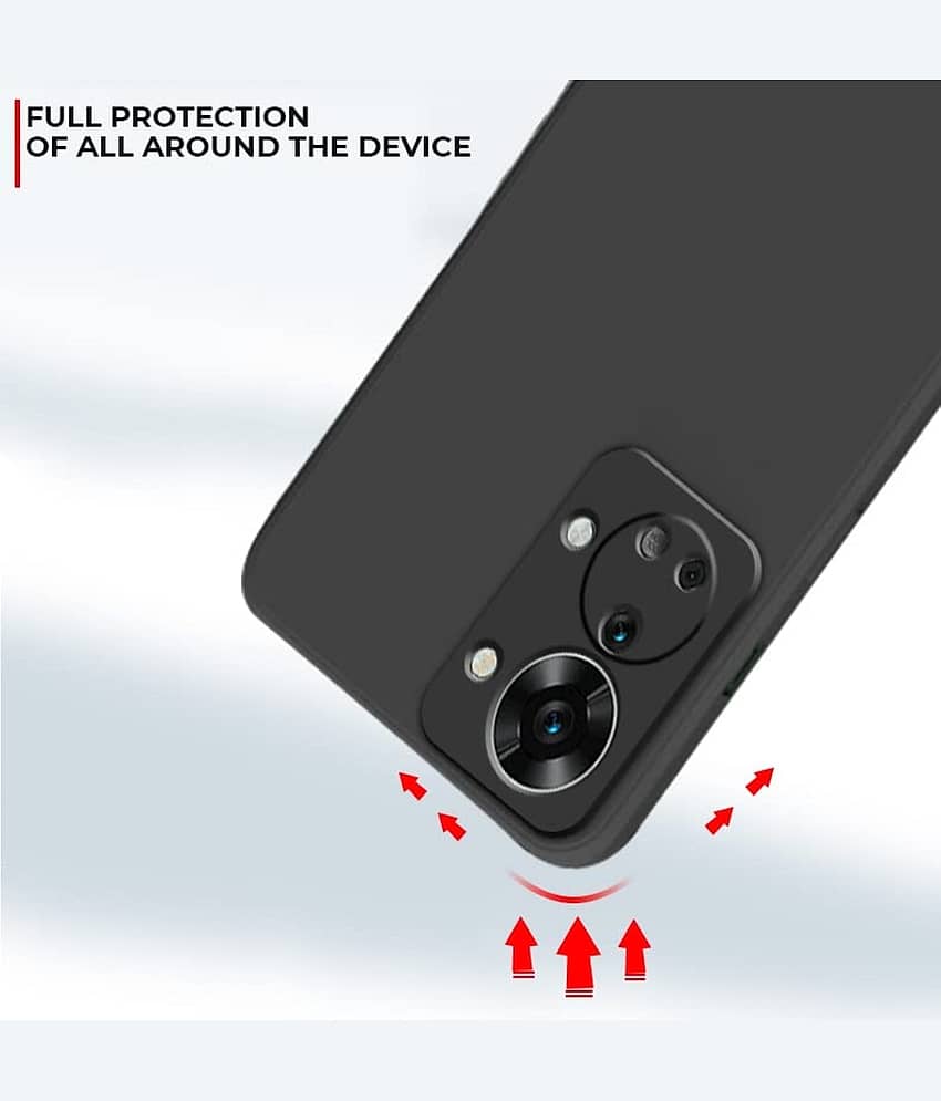 ZAMN - Black Silicon Plain Cases Compatible For Oneplus Nord 2t ( Pack of 1 ) view 2