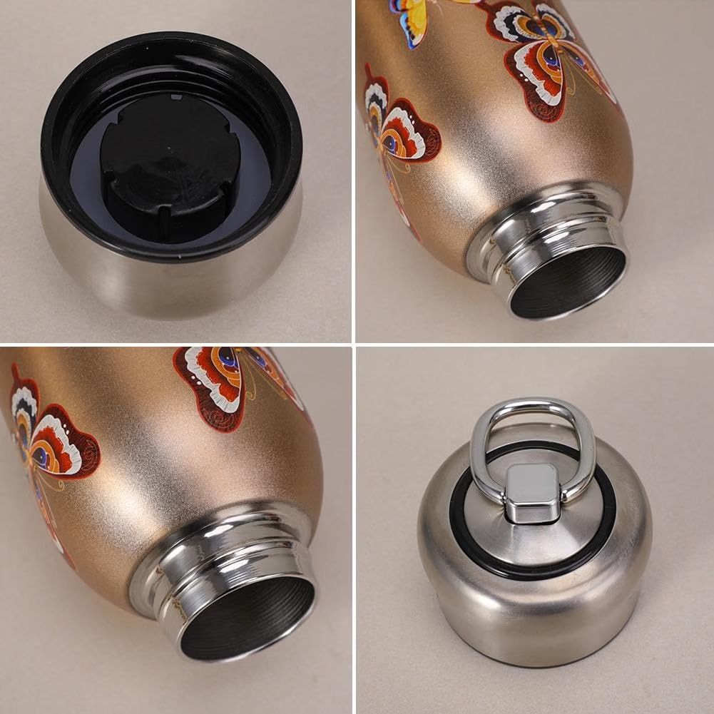 Blossom Floral Insulated Mini Thermos Bottle - Portable Stainless Steel Vacuum Flask with Print