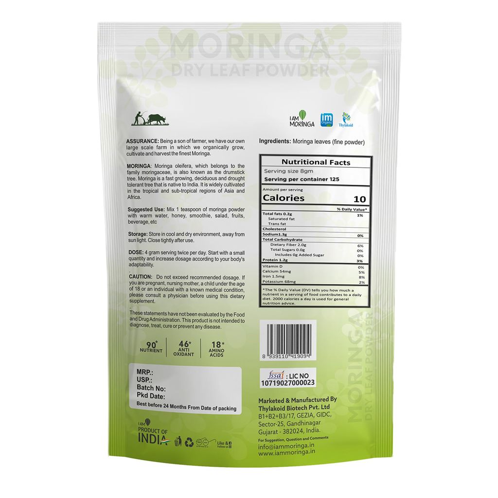 I AM MORINGA Moringa Dry Leaf Powder, 1 Kg, Nutrition Rich Dietary Supplement view 2