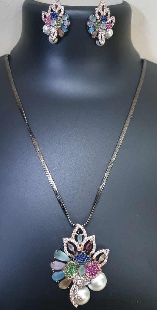 American Diamond Casual and Partywear Pendant set view 2