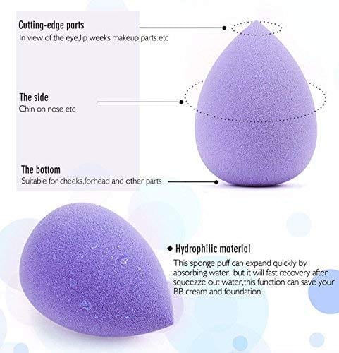 3 Pack Makeup Sponge Set - Beauty Sponge Applicator for Liquid, Cream and Powder - Flawless Foundation Blending - Latex Free view 2