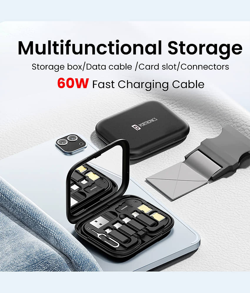 Portronics Black 3A USB Data Cable 0.3 Meter view 2
