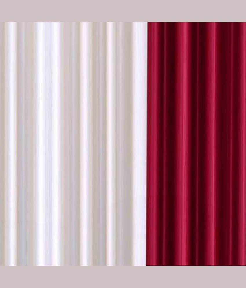 N2C Home Solid Semi-Transparent Eyelet Curtain 7 ft ( Pack of 4 ) - Multicolor view 2
