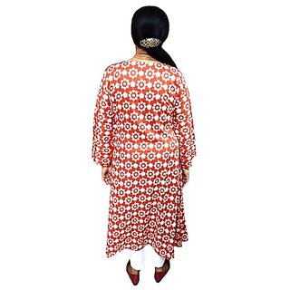 Prabha Apparels Women Printed Rayon A-line Kurti (Brown) view 2