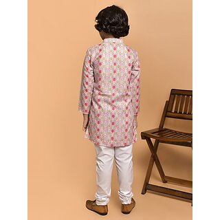 PrintCultr Boys Festive & Party Kurta and Pyjama Set (Pink) view 2