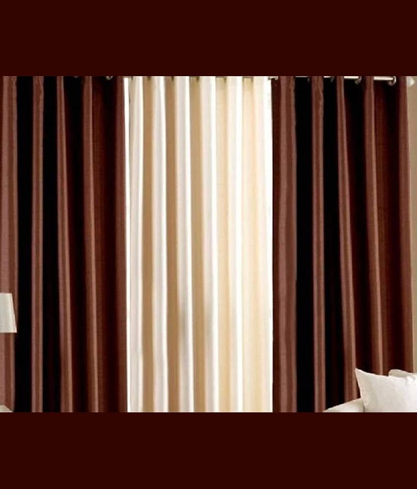 BELLA TRUE Solid SemiTransparent Eyelet Curtain 9 ft ( Pack of 3 ) Multicolor view 2