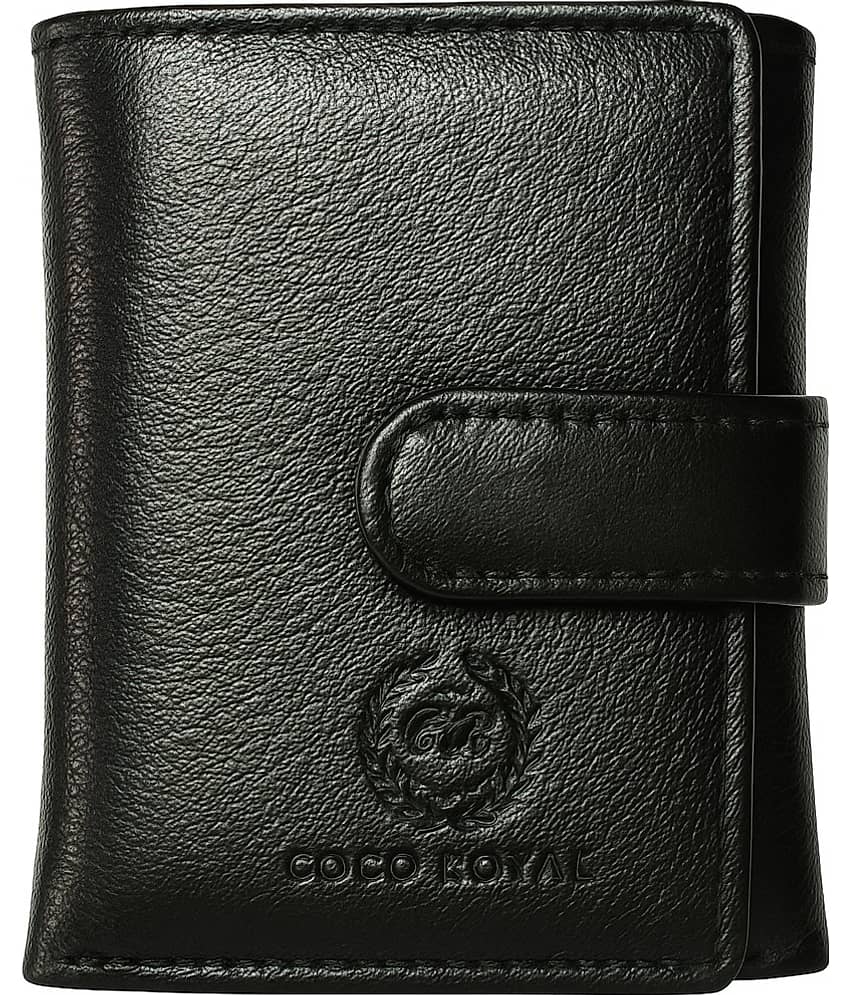 COCO ROYAL 100% Leather Solid Men's Three Fold Wallet With 6 Slots For Card ( Black , Pack of 1 ) view 2