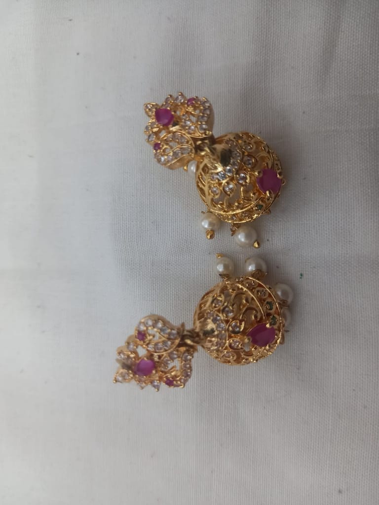 Stunning Gold-Plated Kundan and Pearl Choker Necklace Set with Earrings view 2