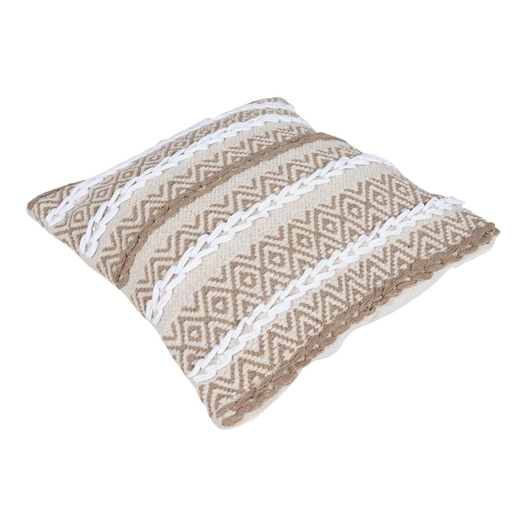 Lalawat-Export Cushion Cover Cotton Throw Pillows Boho Handmade Knit case Sofa Decor Fringes (Square, 16x16 Inches) LLE_9 view 2