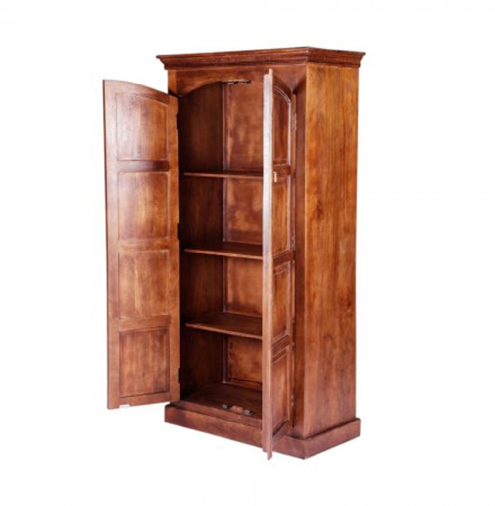 Wooden Wardrobe Almirah Wardrobe | Mini Wardrobe | Bedroom Organiser with 4 Layer | 2 Door Mini Almirah Cupboard with Locking System for Bedroom Living Room Drawing Room Wardrobe for Clothes Wooden. view 2