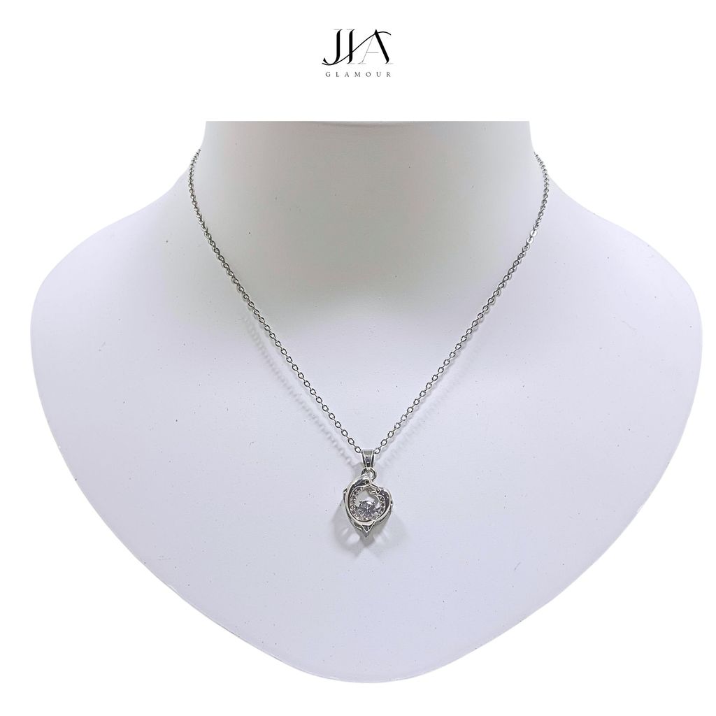 Jia Glamour Luxury Handcrafted Rose Gold Plated Necklace Jewellery Set with Dolphin Pendant, AD view 2