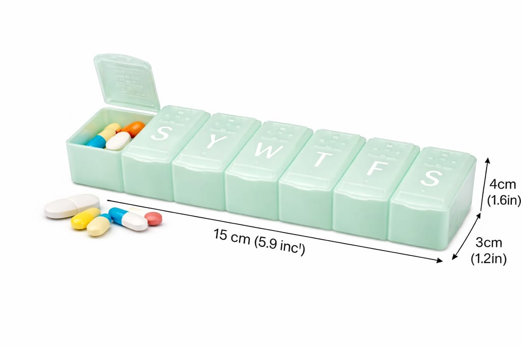 Weekly Pill Organizer 7 Day Medication Container Mint Green view 2