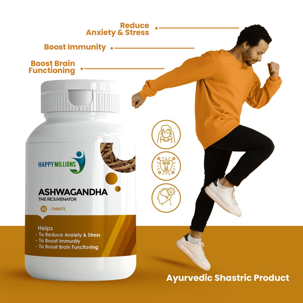 Happy Millions Ayurvedic Ashwagandha and Shatavari | Combo Pack Of 2 (30+30 Tablets) view 2
