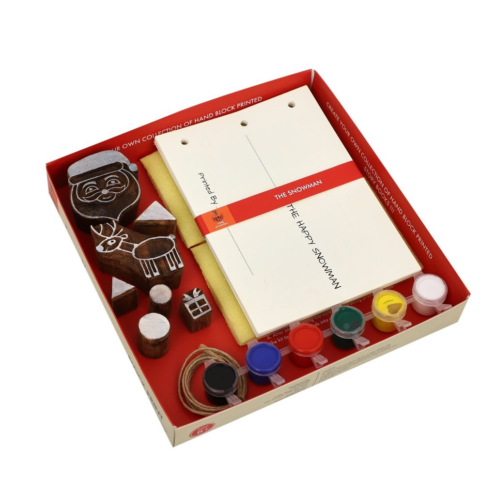 DIY Wooden Block Printing Craft kit Print your own Story book The Snowman view 2