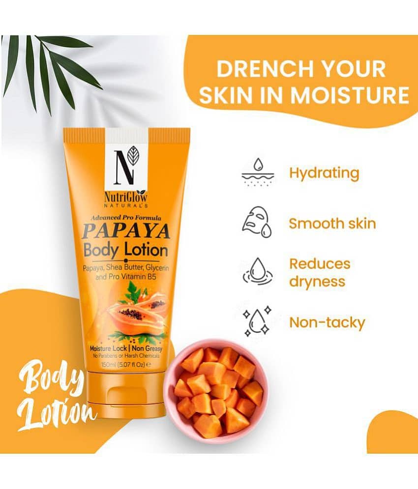 NutriGlow NATURAL'S Advanced Pro Formula Papaya Body Lotion for Daily Use, Hydration, Moisture Lock Shea Butter, 150ml view 2