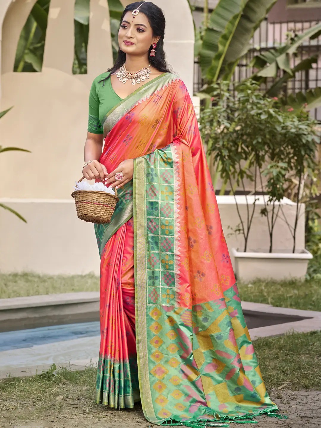 Peach Silk Saree view 2