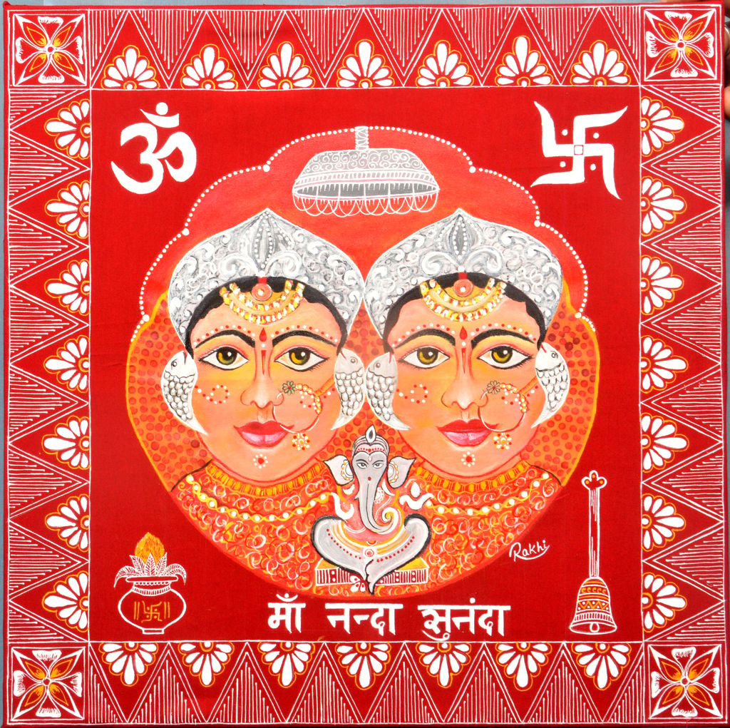 Maa Nanda Sunanda Aipan Painting view 2
