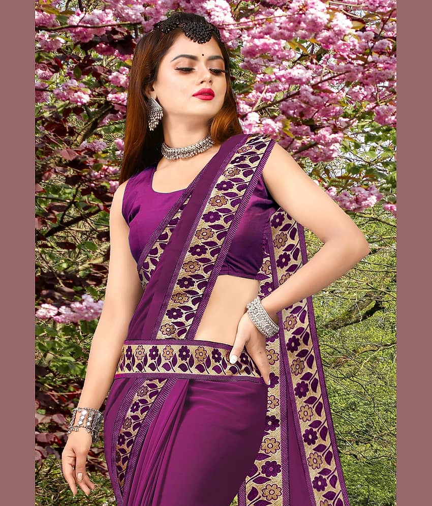 WXW Fashion Lycra Embroidered Regular Saree With Unstitched Blouse Piece ( Maroon )