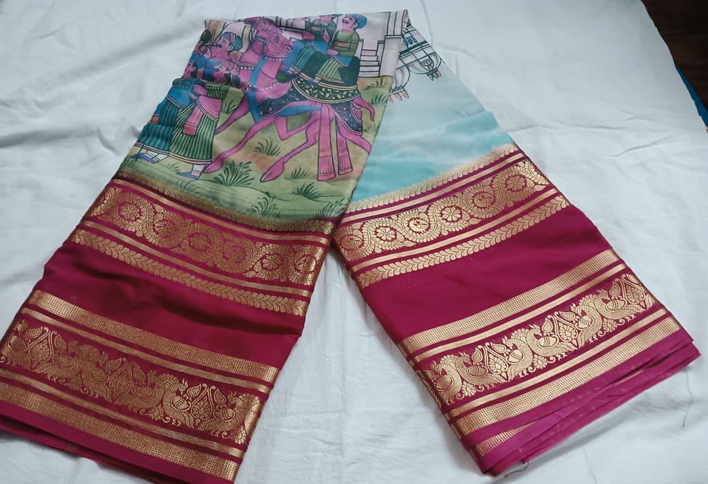 Kalamkari Crepe silk Saree view 2