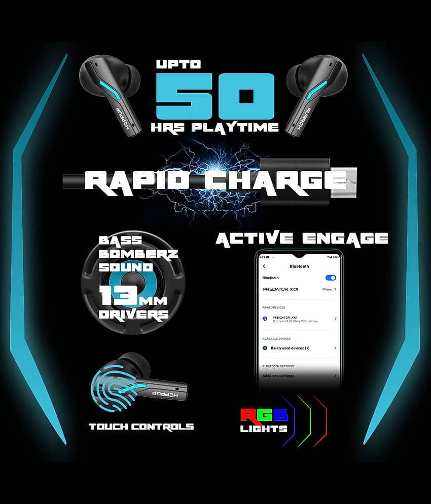 HOPPUP Xo1 Gaming Earbuds On Ear TWS Black view 2