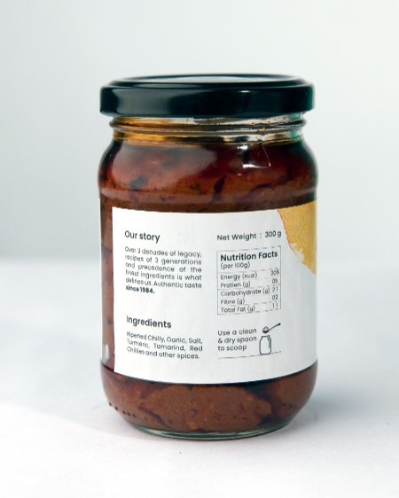 Bhogarajus Red Chilly Pickle (Garlic) - 300 grams (Food Grade Pouch) view 2
