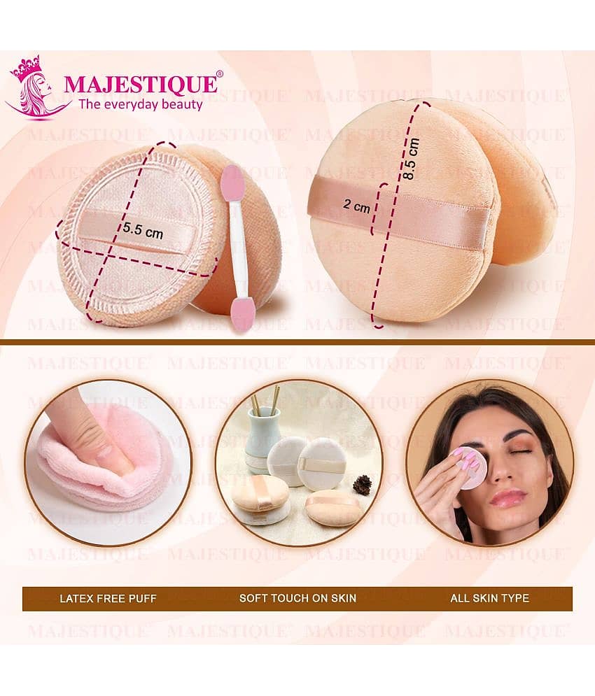 Majestique 2Pcs Flat Powder Puff with Grip, Makeup Sponge with Stick (Multicolor) view 2