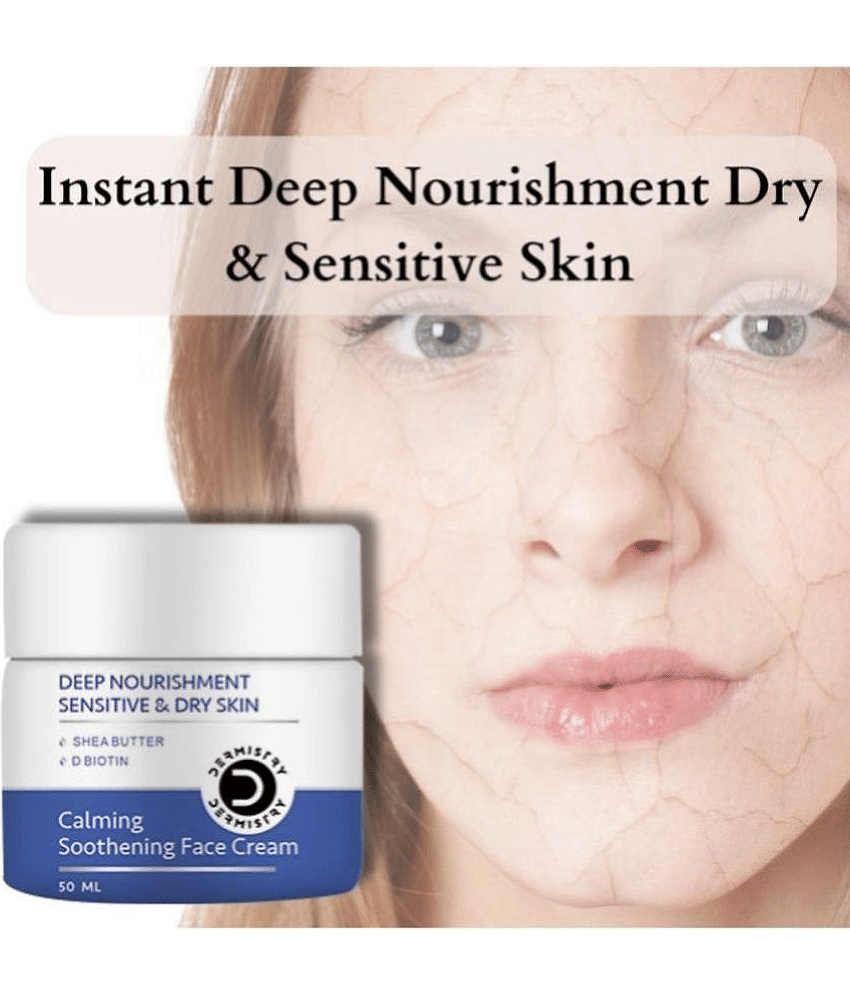 Dermistry Deep Nourishment Nourishing & Dryness Control Calming Soothening Face Cream with Shea Butter, D Biotin With Hyaluronic Acid for Sensitive Dry Combination Skin Oil Free Skin Repair Moisturizer Intense Hydration & Moisturization-50ml view 2