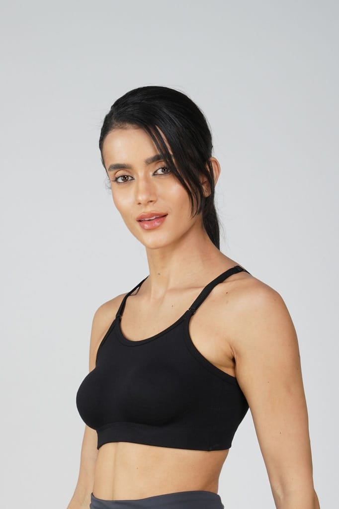 COTTON BRA MOULDED BLACK view 2