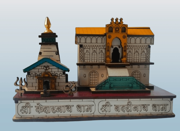 Shri Kedarnath- Badrinath Temple 13.7 cm Miniature 2 Dham view 2