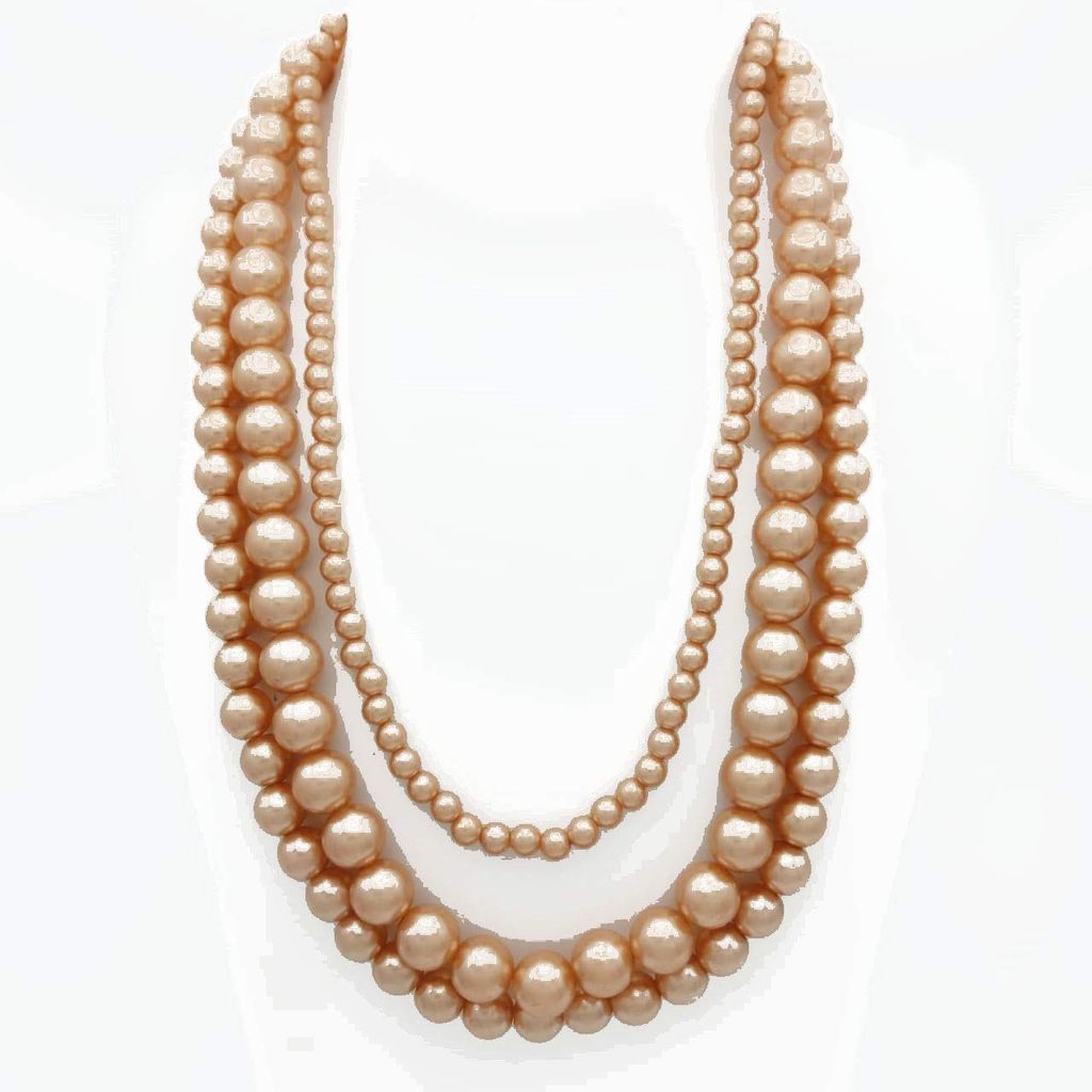 Three Line Beads Long Mala Necklace Set For Women view 2
