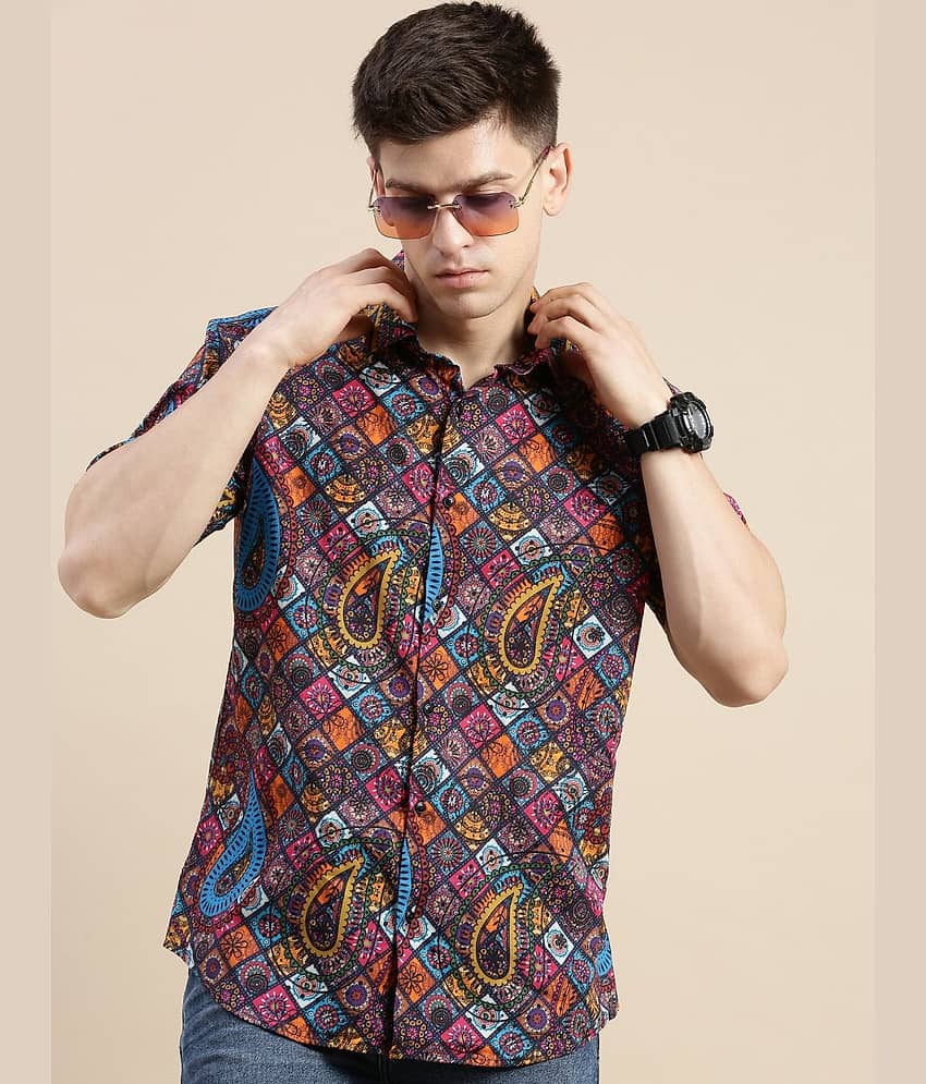 Showoff Satin Regular Fit Printed Half Sleeves Men's Casual Shirt - Multi ( Pack of 1 ) view 2