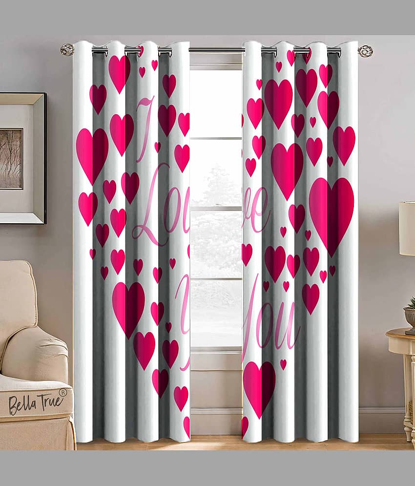BELLA TRUE Set of 2 Long Door SemiTransparent Eyelet Polyester Multi Color Curtains ( 270 x 113 cm )