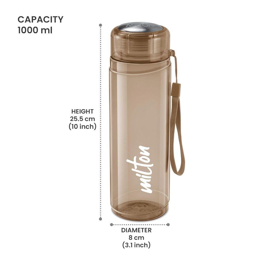 MILTON Hector 1000 Water Bottle, 1 Litre, Reusable Plastic Fridge Bottle, BPA Free and Leak Proof Bottle for Travel, Work, Pack of 1 view 2