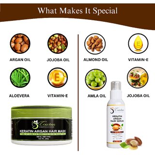COCOBEE Keratin Argan Hair Mask Serum Set 200g Hair Mask + 100ml Hair Serum For All Hair Types (300g) view 2