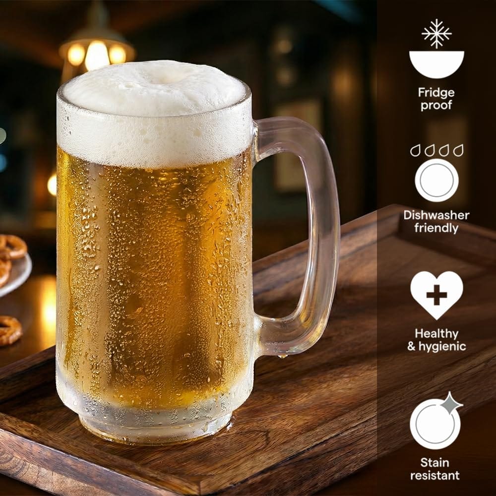 Borosil 390ml Cozy Beer Mug | Borosillicate Glass Transparent Pitcher for Beer view 2