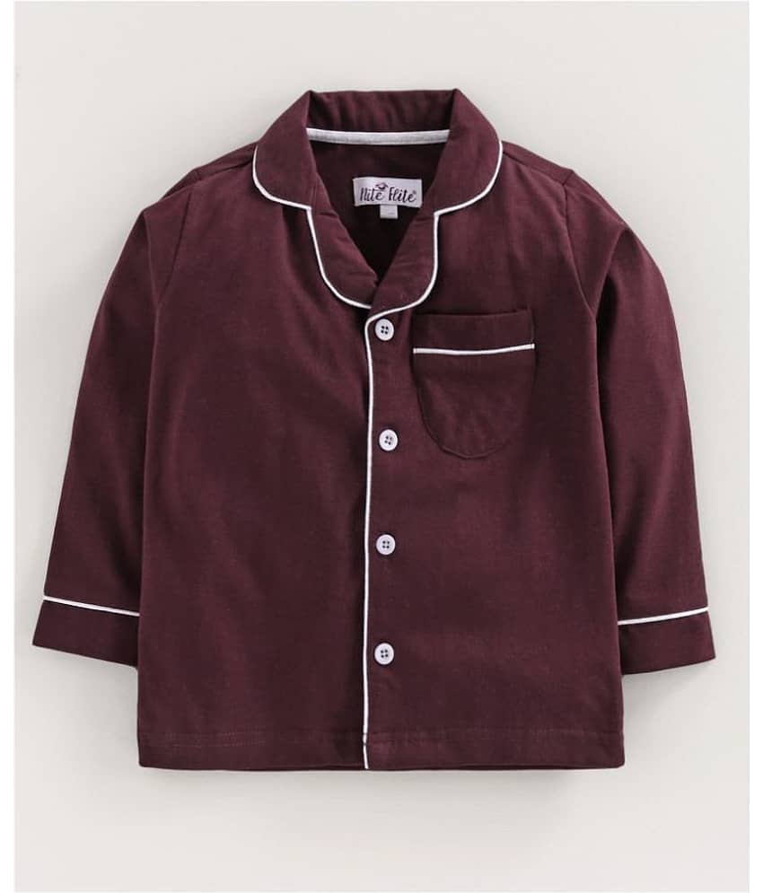 Nite Flite Pack of 1 Boys 100% Cotton Nightsuit Set ( Maroon ) view 2