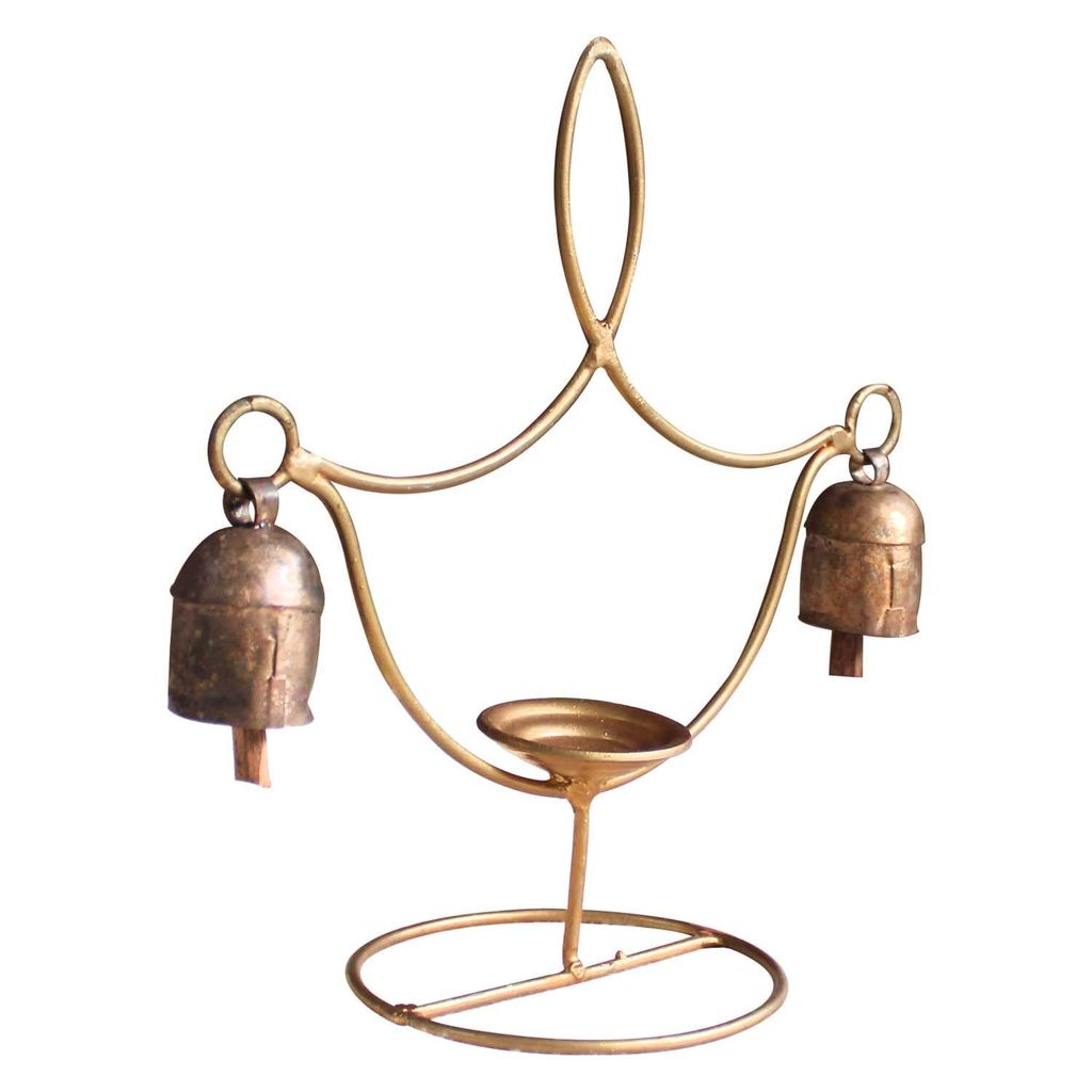Garvi Gurjari (A Gujarat Govt Enterprise) Handmade Decorative Diya Stand Copper Bell(GGCHMCB01) view 2