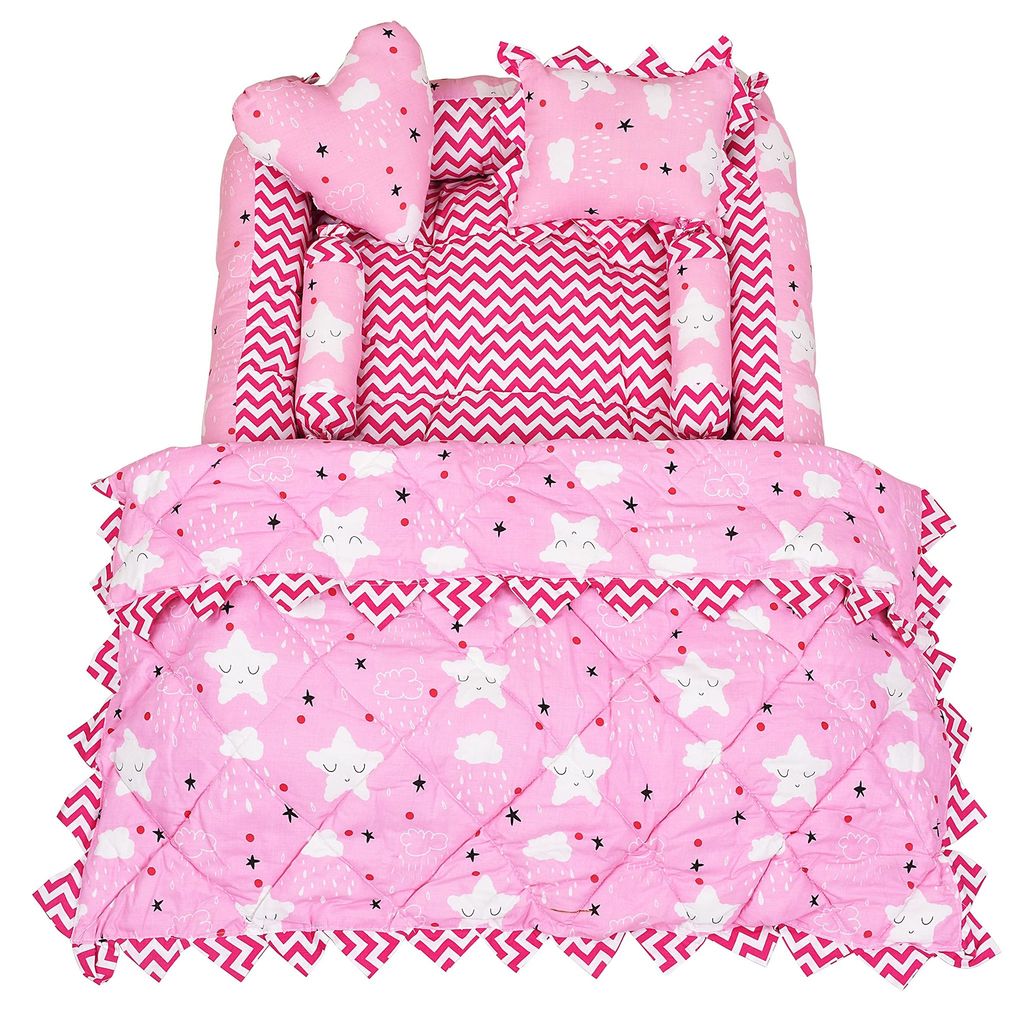 LOREM 4 Pillows & Square Shape Cotton Baby Bed for 0-1 Year BB12-15 view 2
