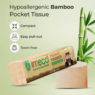 IMECO Facial Pocket Tissue, 100 Pulls (10 Pulls Pack X 10), Soft, Gentle Travel-Friendly view 2