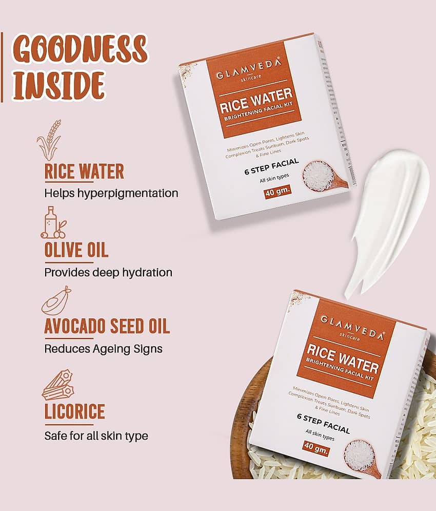 Glamveda Rice Water Brightening Facial Kit 40gm (Pack of 1) view 2