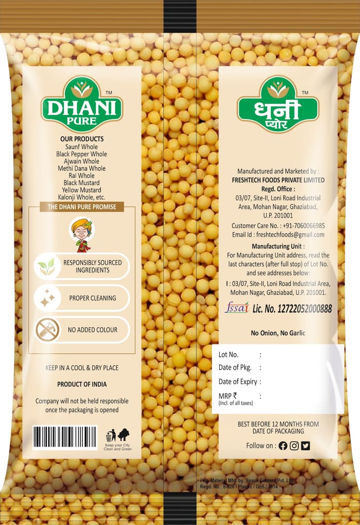 Dhani Pure Yellow Mustard Whole, 100g view 2