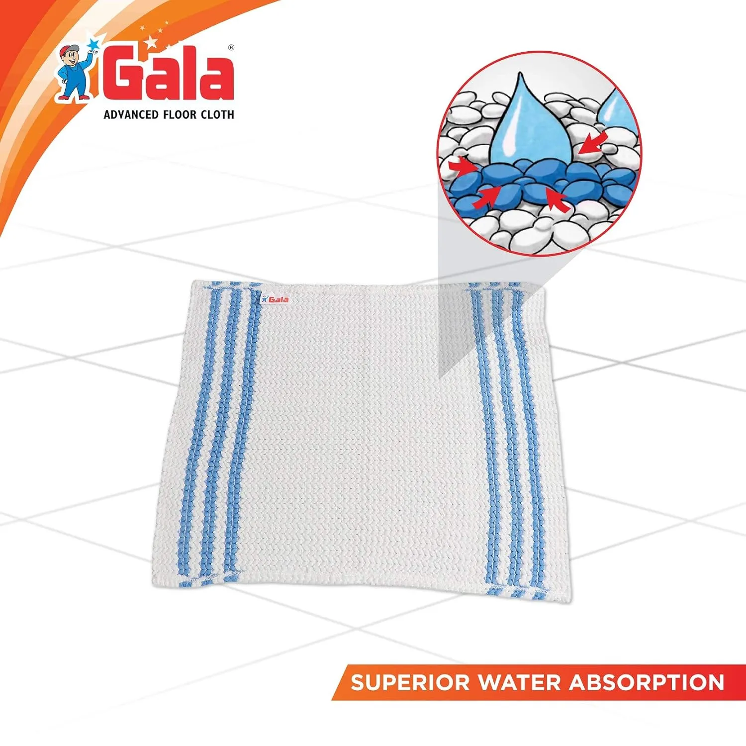 Gala Microfiber Advance Floor Cleaning Cloth(Pocha) for Mopping - White, Pack of 2 view 2