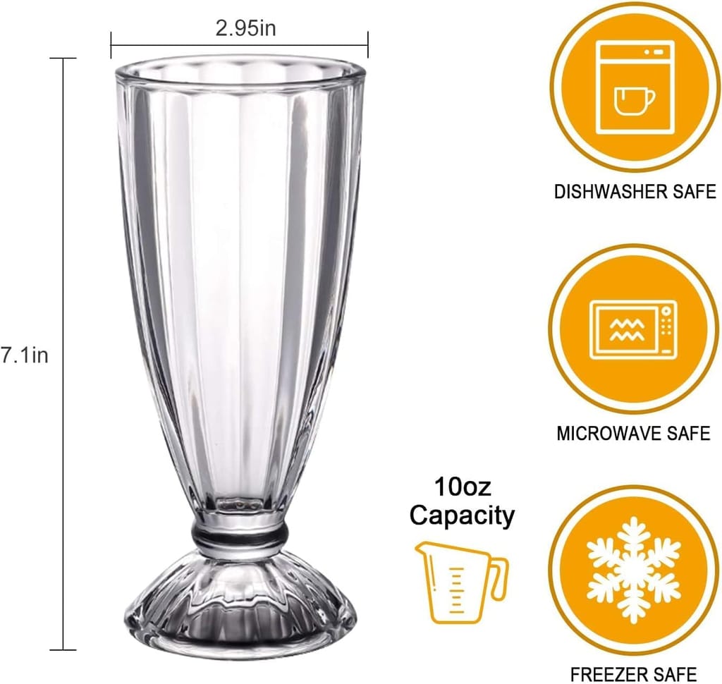 Falooda Glass 350 ML Milkshake Mug Bar Drinking Highball Glasses Ice Cream, Juice, Water, Wine, Beer, Desserts and Cocktails view 2