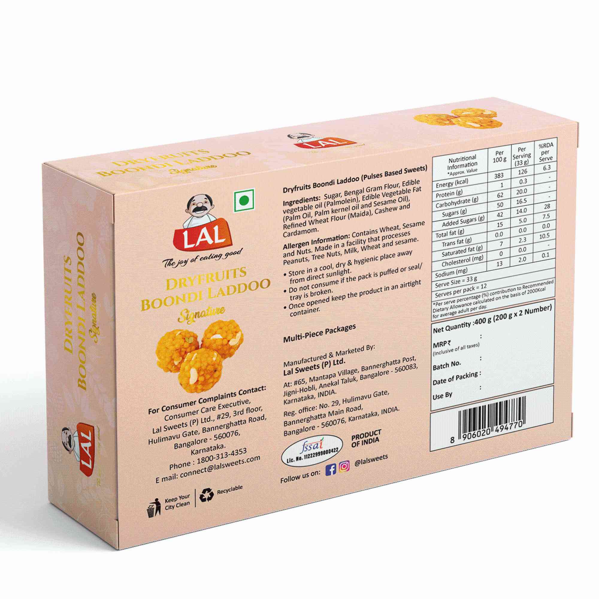 Lal Dryfruits Boondi Laddoo Signature - 400g view 2