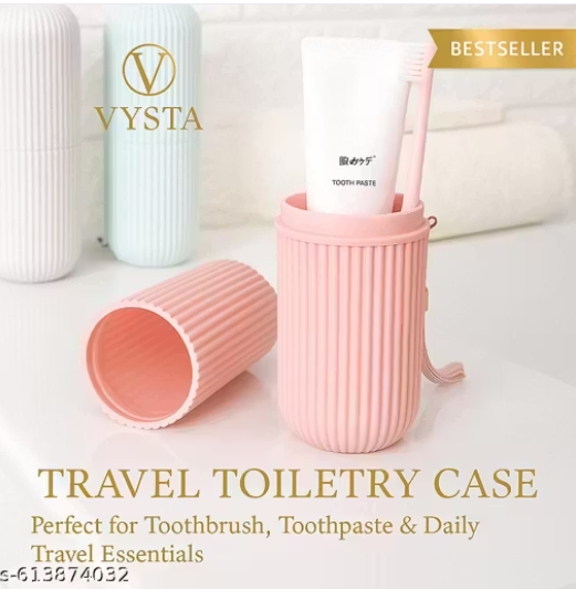 VYSTA Capsule Shape Travel Toothbrush Toothpaste Tube Storage Container Case Holder Portable Toothbrush Storage Plastic Toothbrush Cover for Bathroom Hiking Camping Pen Pencil Stationery Box view 2
