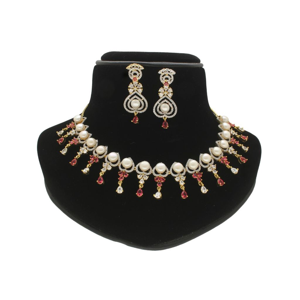 Sri Jagdamba Pearls Cherry Pearl Necklace Set view 2