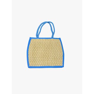 White Blue Premium Jute Multipurpose Bag For Women view 2