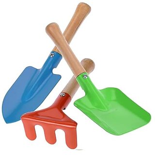 OUTO Garden Tools 3Pcs Set Heavy Duty Stainless Steel Carbon Aluminium Trowel Shovel Rake Mini Gardening Kit for Home Planting Kids Terrace Balcony Children (Pack of 3 Random Color) view 2