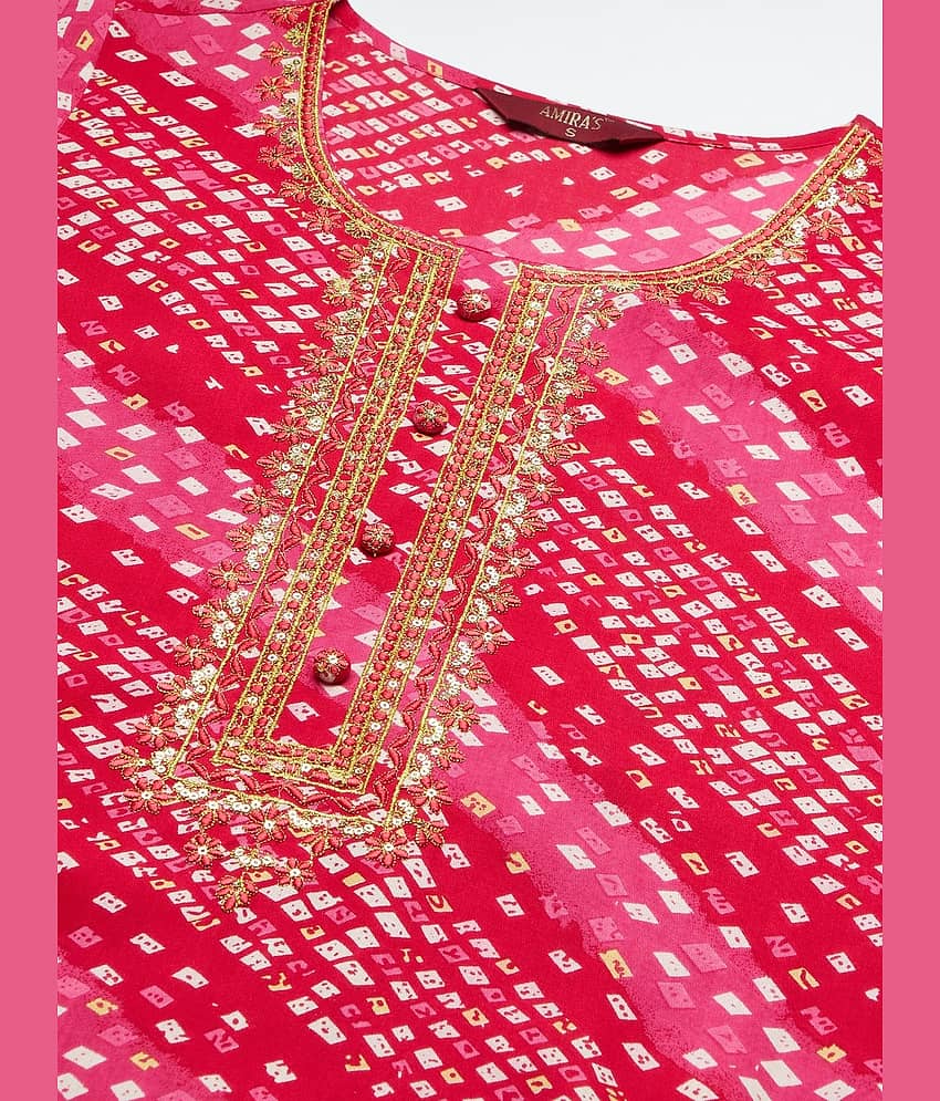 AMIRA'S INDIAN ETHNICWEAR - Pink Straight Rayon Women's Stitched Salwar Suit ( Pack of 1 ) view 2