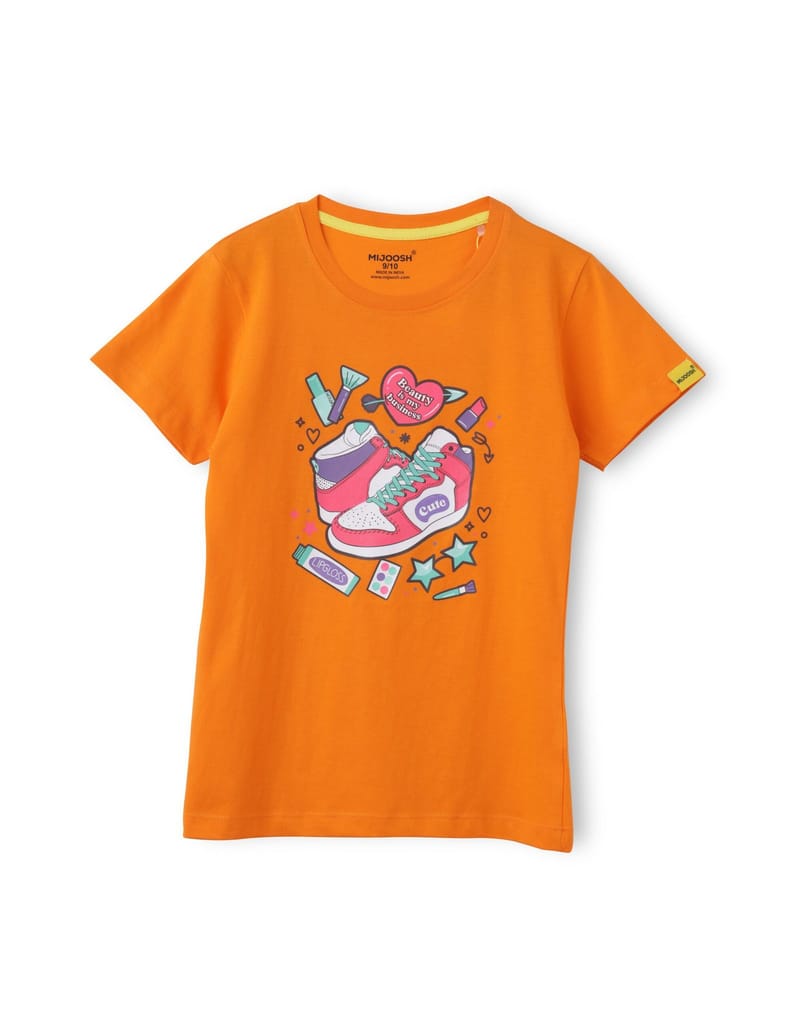 Girls’ T-Shirt Blazing Yellow, Bonbon Pink, Vibrant Orange, Touch & Feel, Ages 7-14 (3 Pcs Pack) view 2